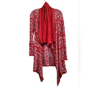 Kate and Mallory Design Womens Orange and Tan Cardigan Sweater Sz Small